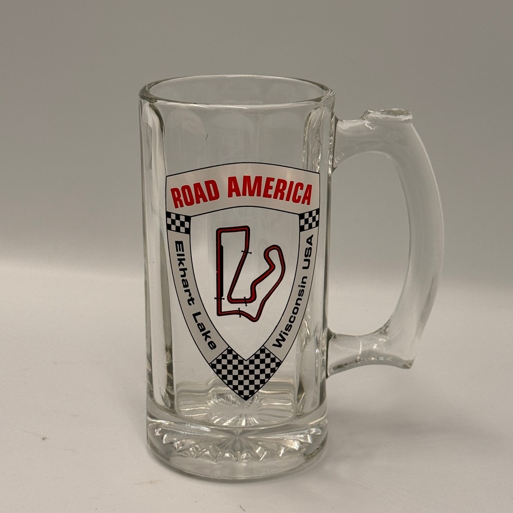 Road America Elkhart Lake Wisconsin Racing Track Glass Beer Mug Stein